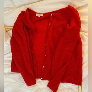 Sezane Red Cardigan Sweater